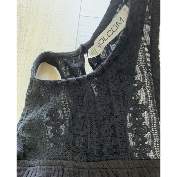 New Volcom Lace Accent Shift Dress Cotton Gauze Black Size XS - Picture 9 of 16